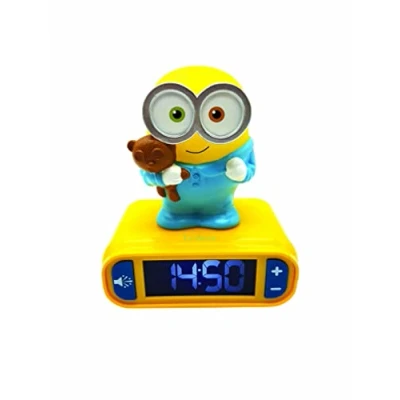 Image de Lexibook, Moi, moche et méchant, Réveil Veilleuse Minions Bob, personnage lumineux, choix de 6 alarmes, effets sonores, Écran rétro éclairé,Horloge, Snooze, Jaune/Bleu, RL800DES