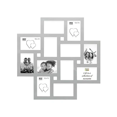 Image de Deknudt Frames S65SK5 Cadre Multi Photos avec 12 Ouvertures Argenté 10 x 15 cm
