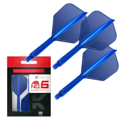 Image de Target Darts K Flex Integrated Dart Flight and Shaft, No.6 Bleu (Intermédiaire) Pack de 3 fléchettes No 6, 2 en 1 moulé avec précision et Tige Accessoires Professionnels