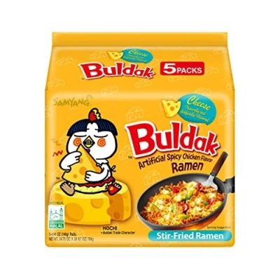 Image de Samyang Nouille au Fromage, Hot Chicken Flavor Ramen with Cheese, Piquante Coréen 140g (Pack de 5 sachets)