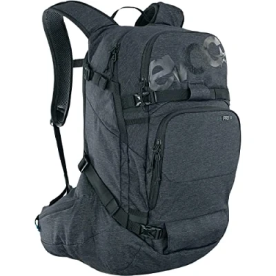 Image de EVOC LINE PRO 30 Sac à dos de randonnée (protection LITESHIELD PLUS, Boddy Hugging, support pour skis, snowboard, compartiment bouteille d&#039;eau, bandoulière isolée), Noir