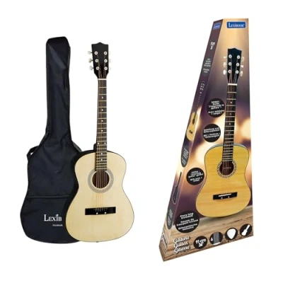 Image de Lexibook Guitare Acoustique, 91 cm, Guide d&#039;apprentissage Inclus, 6 Cordes en Nylon, Housse de Transport Incluse, Bois/Noir, K2200