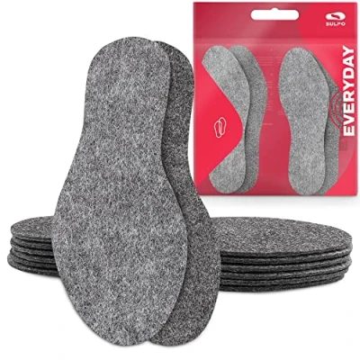 Image de SULPO 4 paires semelles en feutre intérieures doux et extra fin chaussures transpirantes deux côtés pour tous les temps toute l&#039;année