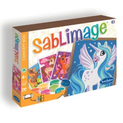 Image de Jeu créatif SENTOSPHERE Sablimage licornes Pour enfant de 4 ans Tableaux sans se salir