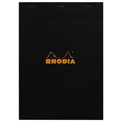 Image de Bloc notes A4 RHODIA Couverture noire 160 pages Papier vélin 80g Mixte