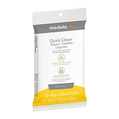 Image de Medela Quick Clean Breast Pump and Accessory Wipes, Resealable Pack, Convenient Hygienic On The Go Cleaning for Tables, Countertops Chairs More, 30 Count