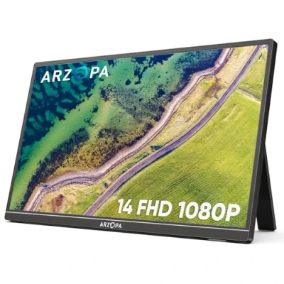 Image de ARZOPA Ecran Portable,14.0&quot;1920x1080 FHD IPS pour Écran Portable Moniteur avec Tige Unique,Prise en Charge HDMI/Type C/USB C, de Jeu Protection des Yeux Ordinateur Portable/PC/Mac/PS3/4/5/Xbox