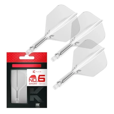 Image de Target Darts K Flex Integrated Dart Flight And Shaft, No.6 Clair (Court) Pack de 3 fléchettes No 6, 2 en 1 moulé avec précision et tige fléchette Accessoires professionnel