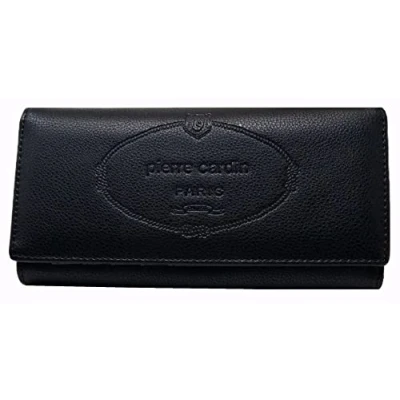 Image de PIERRE CARDIN portefeuille femme, beau, grand, spacieux, simili cuir, cadeau, avec porte monnaie, cuir synthétique, billets, fille, Noir 2, L, Classique