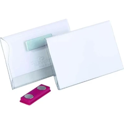 Image de Durable 811719 Porte badge Universel Fixation par Aimant pour Insertion Format 54 x 90 mm Plastique Résistant Transparent Boîte de 25