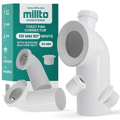 Image de Millto™ Coude de raccordement WC 110 mm 90 Avec sortie machine à laver 50 En polypropylène Blanc