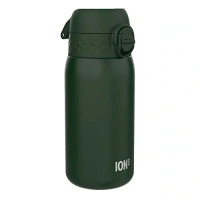 Image de Ion8 Gourde Enfant, Inox 400ml, Anti Fuite, Facile à Ouvrir, Verrouillage Sécurisé, Lavable au Lave Vaisselle, Poignée de Transport, Nettoyer, Durable, Acier Inoxydable, Vert Foncé