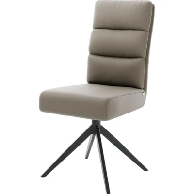 Image de Chaise pivotante Pela Flex cuir de vache couleur boue pied croisé large noir pivotement sur 360 fonction bascule ressorts ensachés