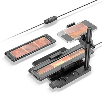 Image de JJC Ensemble d&#039;adaptateurs de numérisation Film Mobile avec Bloc Lumineux pour visionneuse Diapositives Convertissez Un à négatives 35 mm/120 en numérique, numériseur