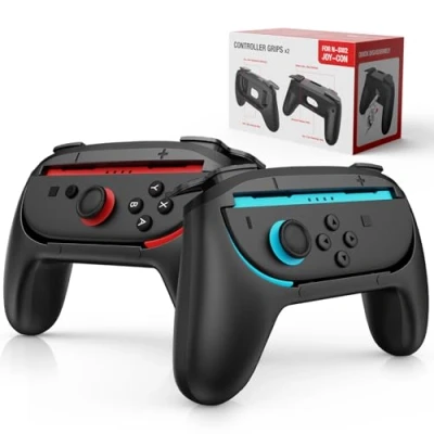Image de Lmcpa Lot de 2 Poignées Manette compatibles avec Nintendo Switch Joy Cons 2025, Support JoyCon Confortable pour Accessoires Noir