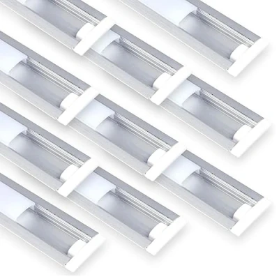 Image de JANDEI Lot de 10 x 1 Mètre Profils en Aluminium pour Encastrer des Bandes LED, Diffuseur Translucide, Kit Complet avec Clips Montage et Capuchons d&#039;extrémité (24,5 6,87 mm)