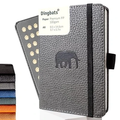 Image de Dingbats* Faune Petit Carnet de Notes A6 Ligné Couverture Rigide, Journal en Cuir PU Poche, Fermeture élastique, Porte stylo, Marque page
