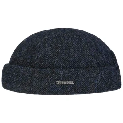 Image de STETSON Bonnet Docker Lavoy Herringbone Wool Homme Made in The EU Casquette Style pour l&#039;hiver avec Revers, Bonnets Docker, Doublure Hiver Automne S (54 55 cm) Bleu foncé