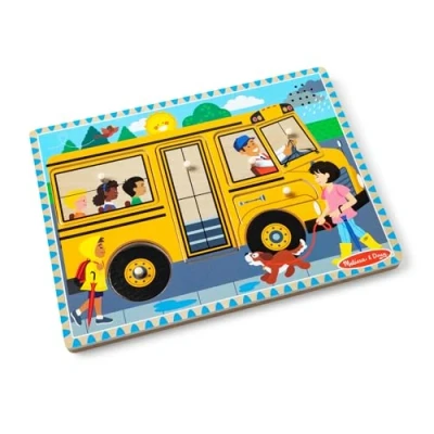 Image de Melissa &amp; Doug Puzzle Sonore Autobus, Cadeau pour enfants de 2 3 4 ans,Jouet en bois Montessori, Jouets d&#039;éveil et 1er âge, Jouet classique, éducatif, d&#039;activité développement