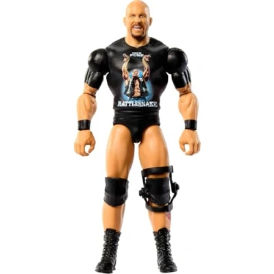 Image de Mattel WWE « Stone Cold » Steve Austin Figurine articulée de 15 cm à Collectionner, Main Event Series 152, 10 Points d’Articulation et Look réaliste, JCV32