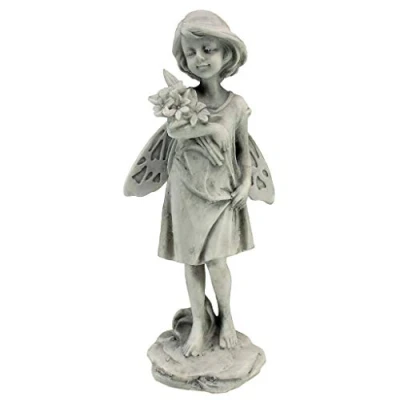 Image de Design Toscano SH9403611 Statue de fée rose jardin avec Fleurs Multicolore 7,5 x 10 24 cm