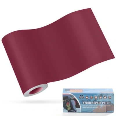 Image de Patchs autocollants en nylon, OAZ 10x160cm patch de réparation imperméable autocollant, nylon autocollant Rouge vin, pour tentes, doudoune, sac couchage, à main