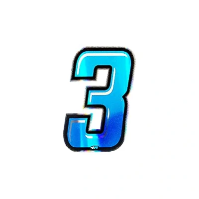 Image de Nombre de Course 3 Holographique Fin, Bleu, 10 x 6,5 cm