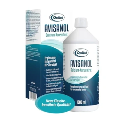 Image de Quiko Avisanol Calcium Concentré 1000ml pour Oiseaux d&#039;ornement, Pigeons Voyageurs &amp; Poules Favorise la Formation des os de Coquille Plumes mue