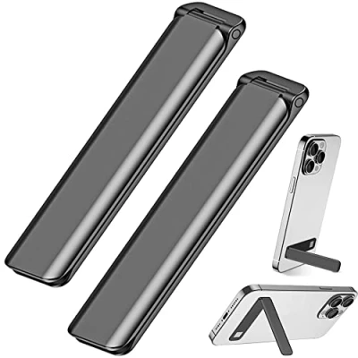 Image de Kinizuxi Aluminium Support téléphone 2Packs，Ajustable Telephone Bureau Vertical et Horizontal Compatible pour Portable,Bureau, d&#039;autres Smartphones iPad,Tablets Plus Noir