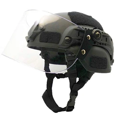 Image de Airsoft MICH 2000 ACH Casque tactique avec visière transparente NVG Montage et rail latéral Noir