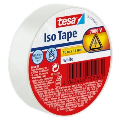 Image de tesa Isoler Ruban Adhésif pour l&#039;Isolation, le Cerclage et la Fixation de Câbles Électriques jusqu&#039;à 6000 v Audio, Vidéo Alimentation Ignifuge 10 m x 15 mm Blanc
