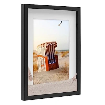 Image de PHOTOLINI Cadre Photo 3D à remplir 30 x 40 cm Noir, boîte Profond avec Passe Partout, pour Objets jusqu&#039;à 1,5 cm, Bois MDF, Verre Les Loisirs créatifs &amp; comme Cadeau