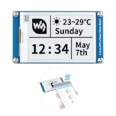 Image de Waveshare 2.7inch Passive NFC Powered E Paper Module, Wireless Powering &amp; Data Transfer, Black White, 264x176 Pixels, Suitable for Price Tag, Asset/Equipment Shelf Label, Conference Name Tag...