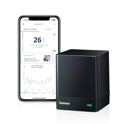 Image de Ecosense EQ100 EcoQube, Instrument de Mesure en continu du Radon Intelligent dédiés aux particuliers, Facile à Utiliser, Précis, Wi FI, résultats Bq/m3