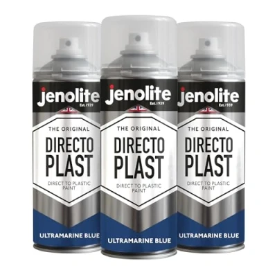 Image de JENOLITE Directoplast Peinture en aérosol brillante BLEU OUTREMER 3x400 ml multi surfaces Pour tous types de plastique Aucun apprêt requis Ral 5002