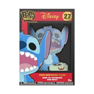 Image de Funko Large Pop! Enamel Pin Disney: Lilo And Stitch With Record Player &amp; en Émail Broche Fantaisie Mignonne à Collectionner pour les Sacs Dos et