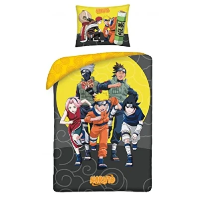 Image de Halantex NARUTO 5 PERSONAGGI Kakashi Sasuke Sakura Parure de lit en coton Housse couette 140 x 200 cm et taie d&#039;oreiller 70 90 Multicolore NA 3266BL