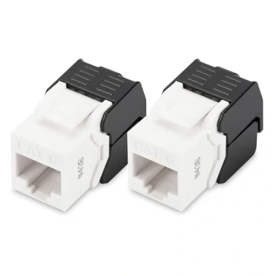 Image de DIGITUS Keystone Module Cat 6 2 pièces RJ45 Prise réseau Cat6 Non blindée 250 MHz 1GBase T 1 Gbit/s AWG 26 à 22 Montage sans Outillage
