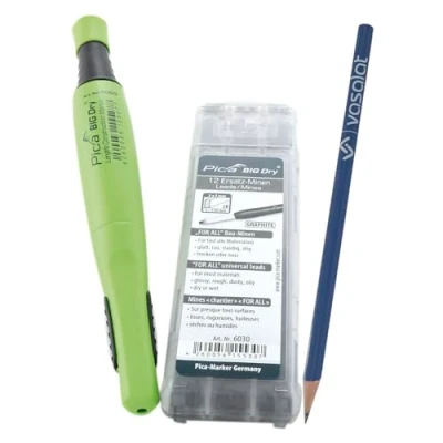 Image de Pica Big Dry Lot de 12 crayons charpentier avec mines rechange graphite 2B