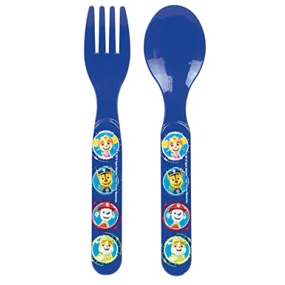 Image de FUN HOUSE PAT&#039;PATROUILLE ENSEMBLE DE COUVERTS REUTILISABLES COMPRENANT UNE FOURCHETTE ET CUILLERE POUR ENFANT H.13,5 X L.3 CM Vaisselle réutilisable