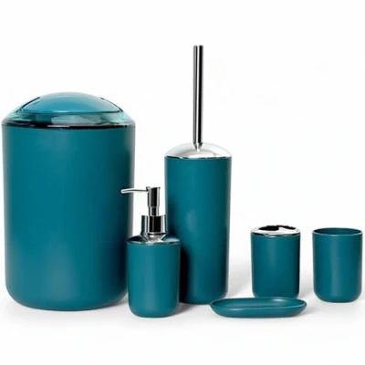 Image de Jeu de 6 accessoires salle bain Dont distributeur savon, brosse WC et porte Blaue Muster