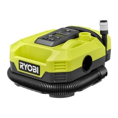 Image de Ryobi Compresseur &amp; Gonfleur sans fil 18 V ONE+ jusqu&#039;à 11 bars/jusqu&#039;à 500 L/min Livré avec 3 embouts de gonflage (sans batterie) RMI18