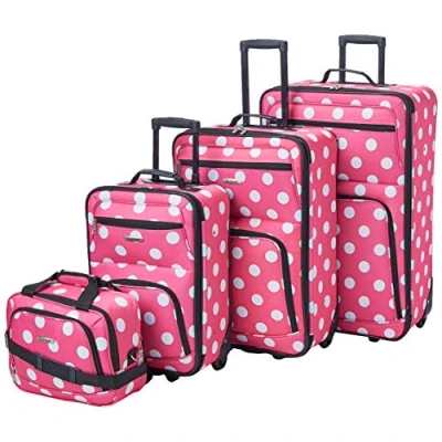 Image de Rockland Polka Softside Ensemble de valises Verticales, Rose à Pois, Taille Unique, Verticales