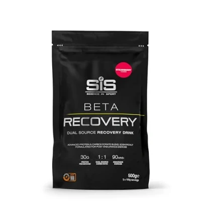 Image de Science in Sport BETA Recovery poudre 500g Fraise Boisson sportive de récupération en avec glucides et protéines dans un rapport 2:1, pour accompagner l’entraînement