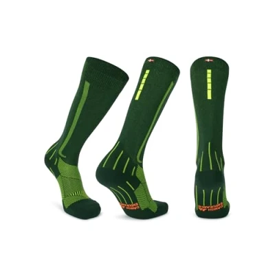 Image de DANISH ENDURANCE 1 ou 2 Paires de Chaussettes Contention 21 26 mmhg, Compression Optimale, Running &amp; Sport, Homme Femme Vert/Jaune 39 42
