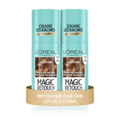 Image de L&#039;Oréal Paris Spray Instantané Correcteur de Racines &amp; Cheveux Blancs Magic Retouch Châtain Lot 2 x 75 ml