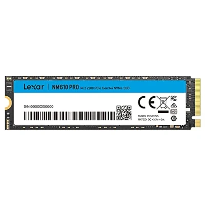 Image de Lexar NM610PRO 2To SSD, M.2 2280 PCIe Gen3x4 NVMe 1.4 SSD Interne, Jusqu&#039;à 3300 Mo/s en Lecture, 2600 écriture, 3D NAND Flash Disques pour Notebook, Desktop, PC
