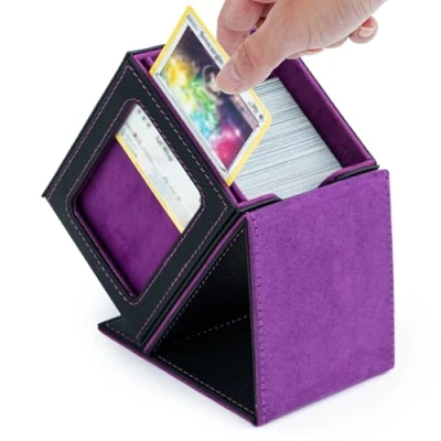 Image de Tolesum Vertical Boîte à Cartes pour MTG, Avec Fenêtre D&#039;affichage, Trading Card Storage Box Contenir 100+ Cartes, Magnetic Deck Commander/TCG/Cartes Collectionner Violet