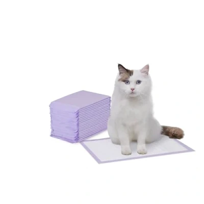 Image de Amazon Basics Lot de 20 Tapis pour bac litière Chat, Parfum Citron, Violet, Blanc