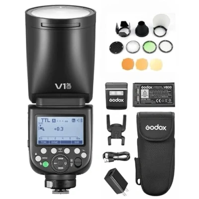 Image de GODOX V1 Pro O 2.4G Flash Speedlite pour Appareil Photo sans Fil,AK R1 Kit,24 Paquets Gel,E TTL II Automatique,Mode M/TTL,Luminosité Réglable Compatible Appareils Om System